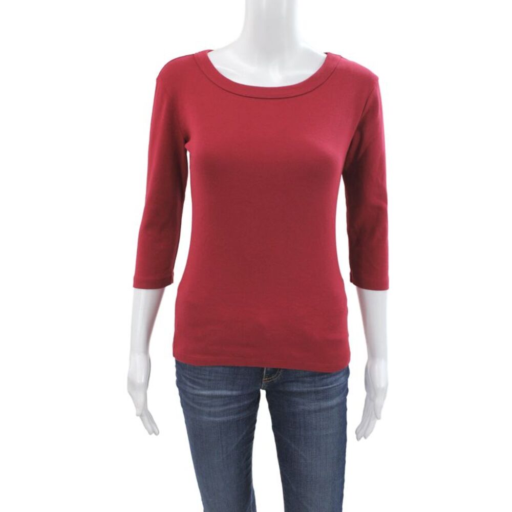 Michael Stars Womens Red Scoop Neck 3/4 Sleeve Cotton T-Shirt Size One Size